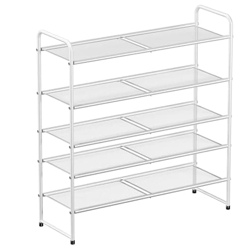 Gold 2 Tier Metal Shoe Organizer, 32" Heavy Duty Closet Rack