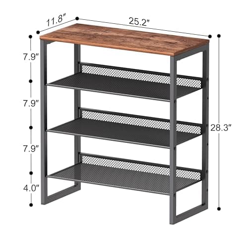 Sturdy Steel 4-Tier Shoe Rack - Entryway Shoe Organizer with Spacious Shelves