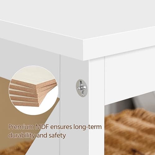 Yaheetech 3-Tier Living Room End Table with Storage, White