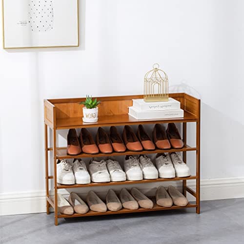 Bamboo Latifolia 4-Tier Shoe Organizer, Brown (31.50"L)