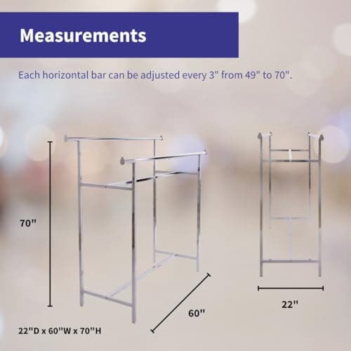 Econoco Chrome Double Bar Hangrail Rack