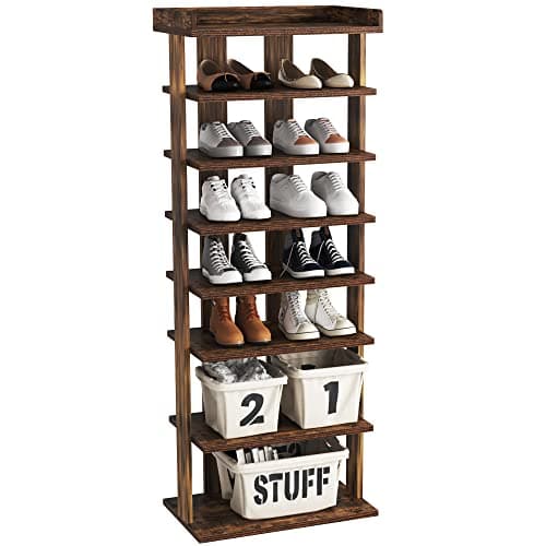 HOMEFORT 10-Tier Vertical Shoe Rack, White Storage Stand for Entryway Closet