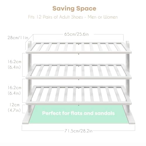 Varhomax Bamboo Shoe Rack, 3-Tier Closet Organizer for Small Spaces