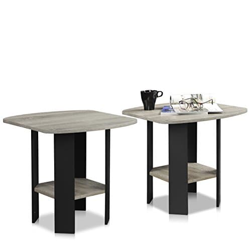 Furinno French Oak Grey/Black 2-Pack End Table