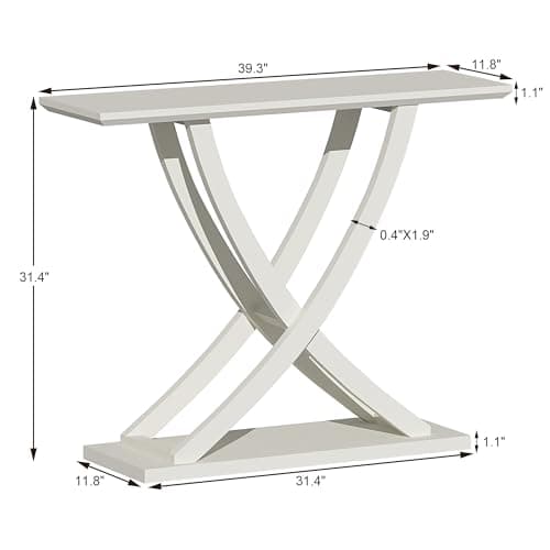 ChooChoo White Wood Console Table with Storage for Hall and Living Room