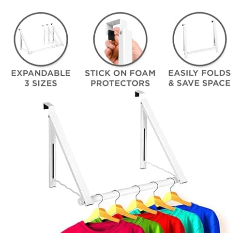HOLDN' Over The Door Storage Hanger - Foldable Rack for Towels, Coats & Clothes