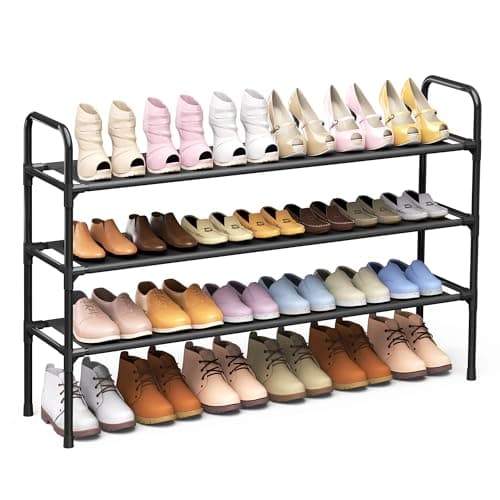 Black Barsone 3-Tier Shoe Organizer for Closet and Entryway