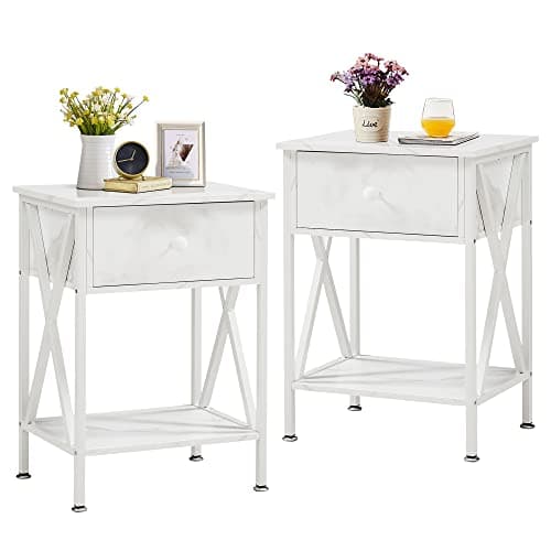 Rustic Nightstand with Drawer for Bedroom Storage