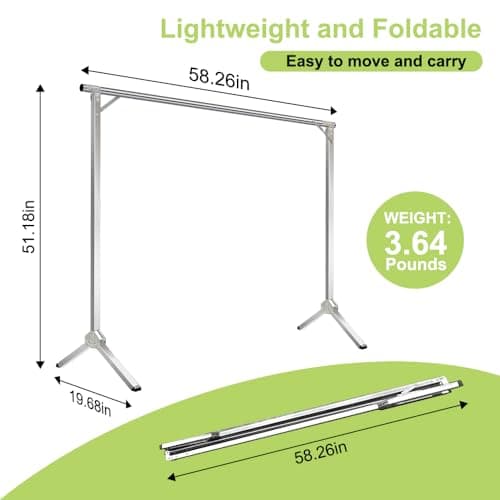 58in Lightweight Silver Stainless Steel Clothes Drying Rack, Foldable for Small Spaces