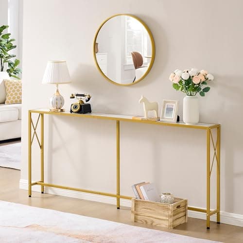 Narrow Industrial Console Table for Living Room, Bedroom, Hallway