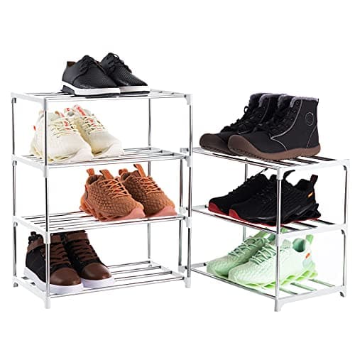 White Stackable 3-Tier Shoe Rack for Entryway, Closet, Hallway