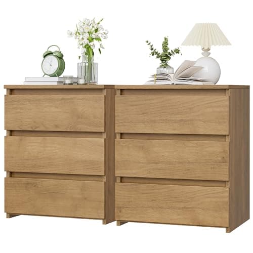 Fotosok White 3-Drawer Nightstand with Cut-Out Handle