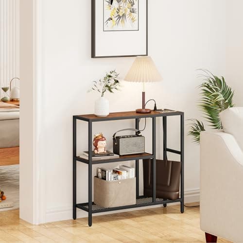 Snughome Console Table with Storage & USB Ports, 31.5" Luellia Narrow Sofa Table for Hallway & Living Room