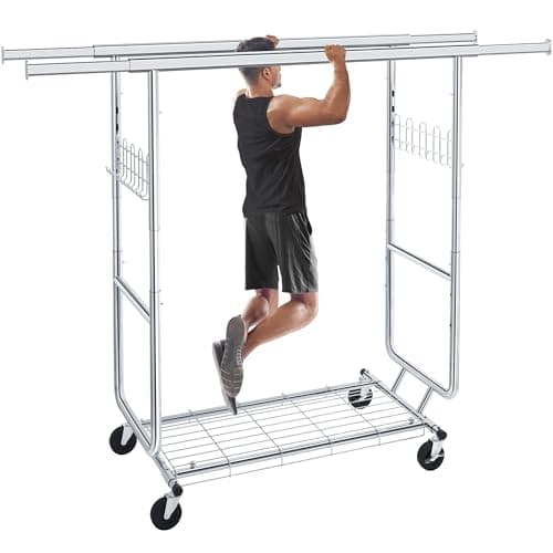 Heavy Duty Clothes Rack for 300 Clothing Items: 620 LB Capacity, Collapsible & Adjustable