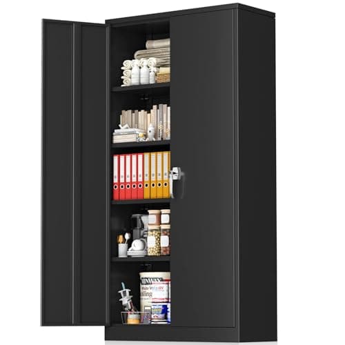 Black Greenvelly Metal Storage Wardrobe Cabinett with Doors, Hanging Rod, 72" Steel Closet for Home Office School
