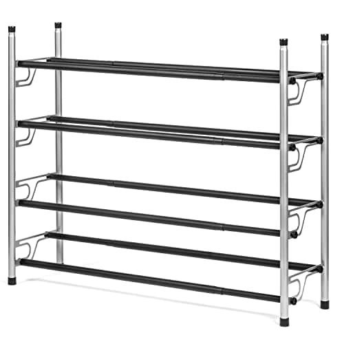 Sturdy Metal Shoe Organizer, 4-Tier Expandable Shelf for Entryway and Closet | Space Saver