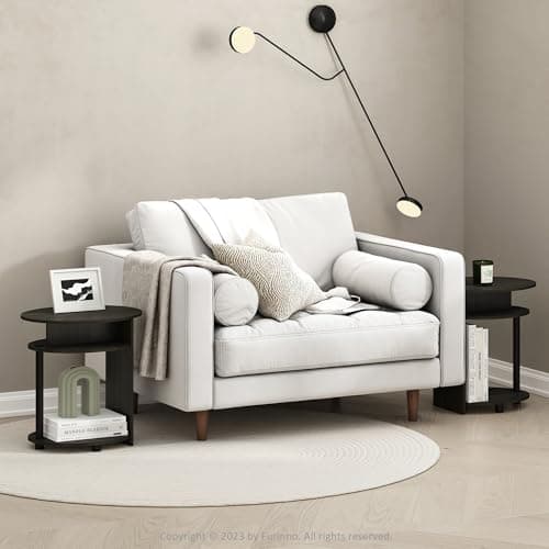 Furinno Jaya Simple Oval End Table - Set of 2, Walnut