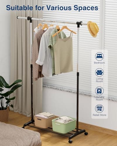 Whitmor Deluxe Rolling Garment Rack - Black and Chrome