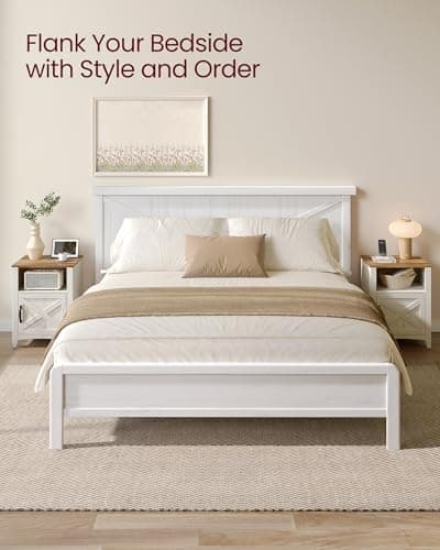 VASAGLE LIRY Collection Rustic White & Honey Brown Farmhouse Nightstand Set of 2