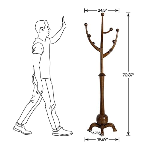Wooden Coat Rack with 8 Hooks - Creative Tree Branch Design for Entryway, Hallway, Bedroom - Holds up to 160lb