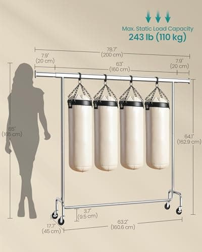 SONGMICS Heavy-Duty Clothes Rack with Extendable Rod, 243 lb Capacity