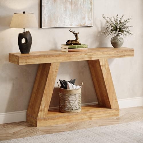 Tribesigns Rustic 55-Inch Farmhouse Console Table with Storage