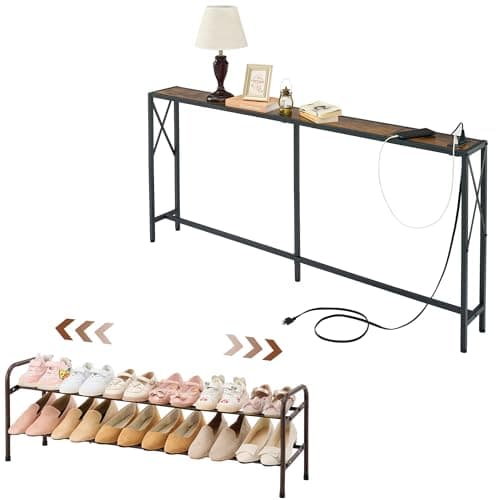 Expandable Console Table and Shoe Rack by Gewudraw