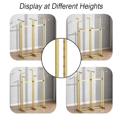 Heavy Duty Gold Metal Clothes Rack, 8 Straight Arms, Adjustable 46-63"	height