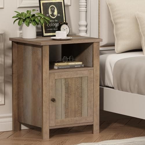 ChooChoo Farmhouse Nightstands Set of 2, White Vintage Storage Tables