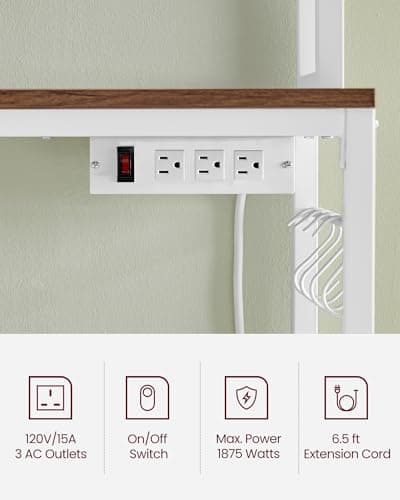 VASAGLE Microwave Stand with Power Outlet, 14 Hooks, 66.9 Inches Tall UKKS037W41