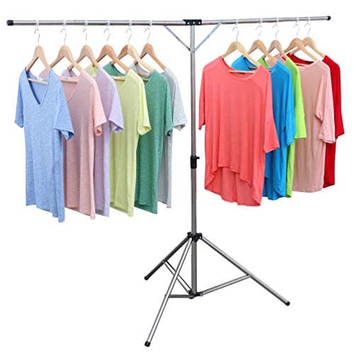 Compact Heavy Duty Stainless Steel Clothes Drying Rack, Foldable & Windproof Hooks, High Capacity Rack.