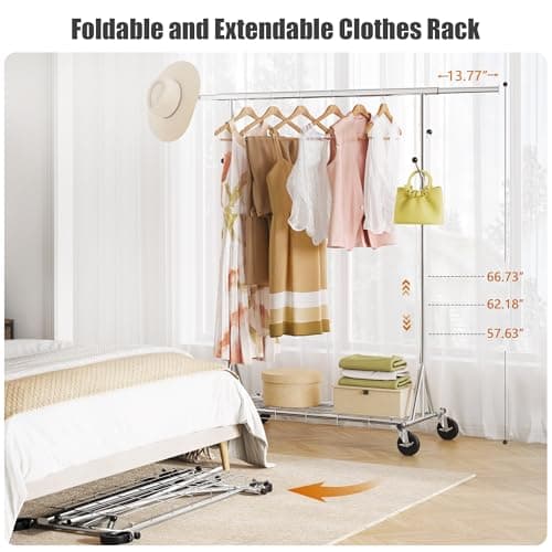 Heavy Duty Clothes Rack for 200 pieces of clothing: Load 480 LBS, Portable & Adjustable