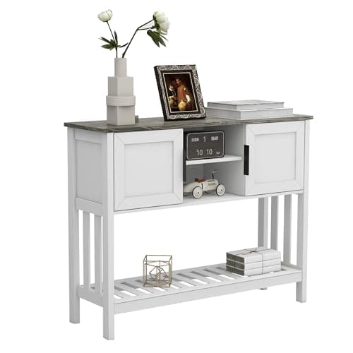 TaoHFE White Narrow Console Table with Storage for Living Room and Entrance