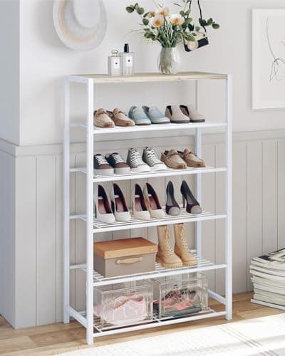 Yusong Rustic Brown 4-Tier Industrial Shoe Organizer Shelf