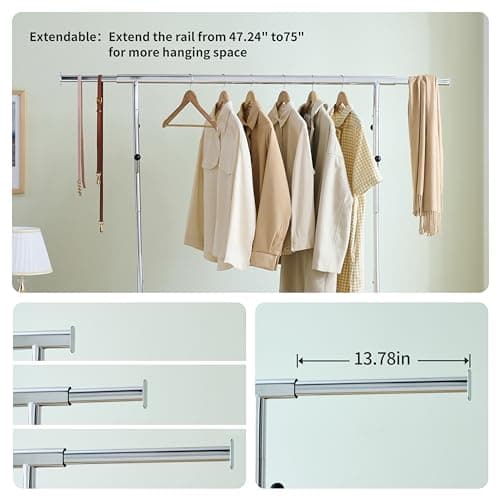 Commercial Heavy Duty Rolling Clothes Rack - 600 lb Capacity