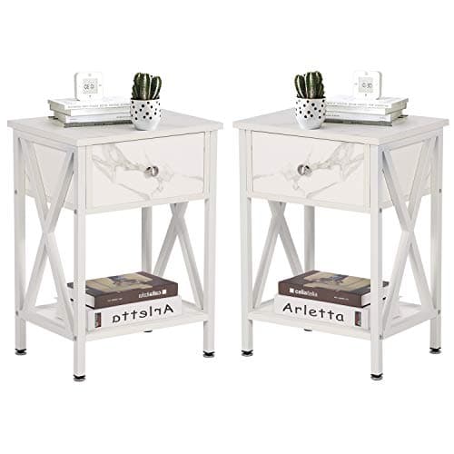 Rustic Nightstand with Drawer for Bedroom Storage