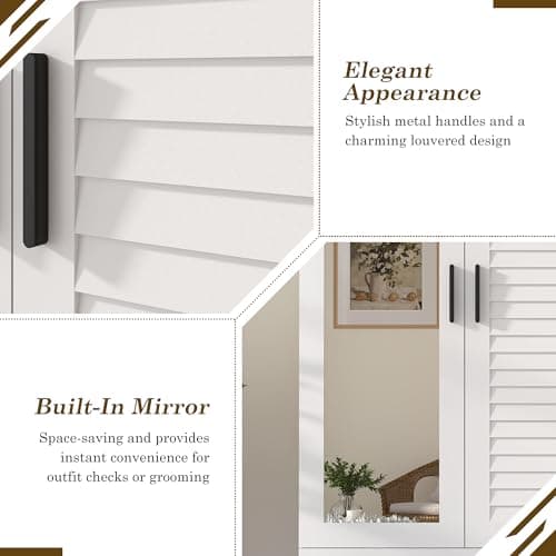 2 Door White Armoire Wardrobe with LED Lights & Large Storage