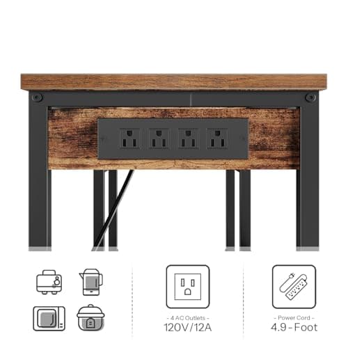 HOOBRO BF35UHB01 4-Tier Baker's Rack, Charging Station, Rustic Brown and Black
