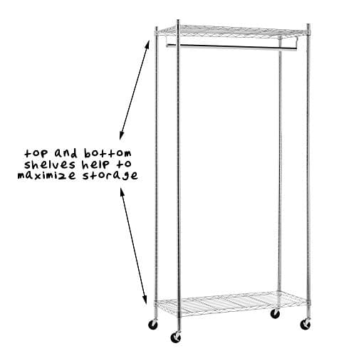 Honey-Can-Do GAR-01120 Chrome Heavy Duty Rolling Garment Rack, 225 lbs