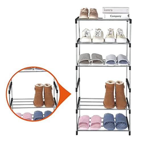 Black 3-Tier Stackable Shoe Organizer for Entryway and Closet