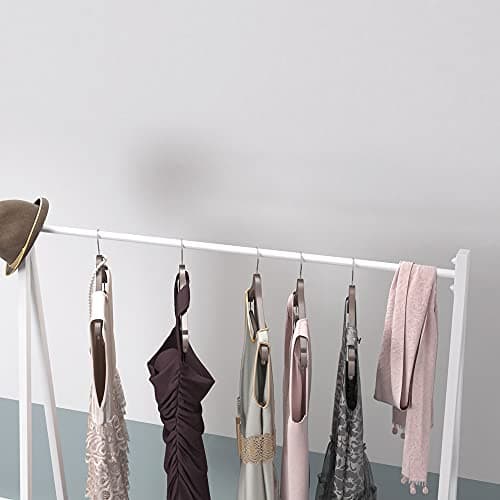 DR.IRON Modern White Hanging Rack, 47''L, Free Standing, Ideal for Retail & Laundry Rooms