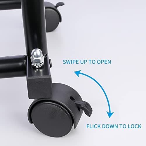 Black Simple Double Rod Clothing Rack with Lockable Wheels for Hanging and Rolling Clothes