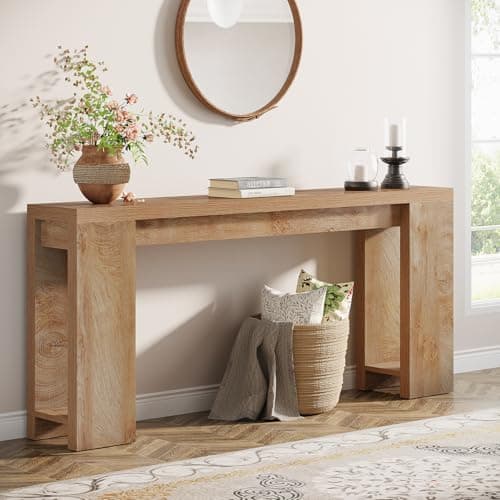 Tribesigns 70.9-Inch Extra Long Farmhouse Wood Console Table for Living Room