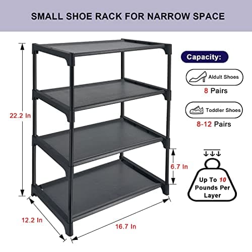Sturdy 4-Tier Non-Woven Fabric Shoe Rack for Entryway and Closet