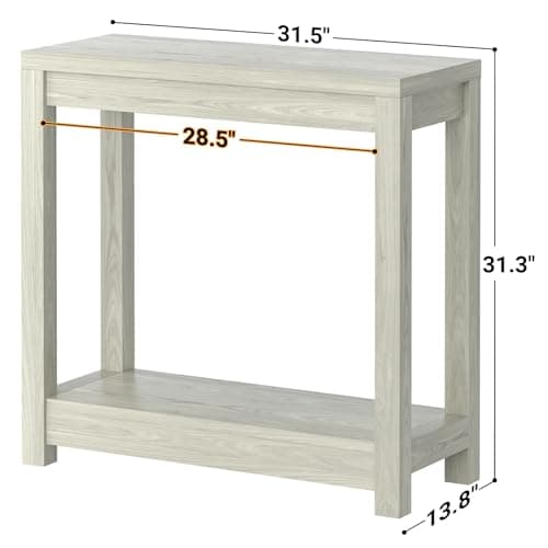 Classical Washed Oak Narrow Entryway Table with Storage, Easy Assembly, 32"