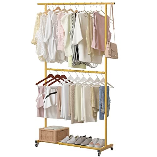 Sywhitta Gold Rolling Coat Hanger with Mesh Bottom for Clothes, Coats, Skirts, Sweaters