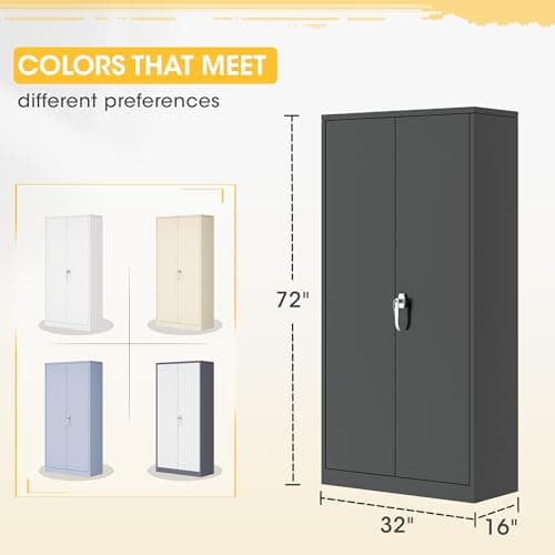 Greenvelly Black Metal Storage Wardrobe with Lock & Shelves, 72" Closet for Home, Office & Bedroom