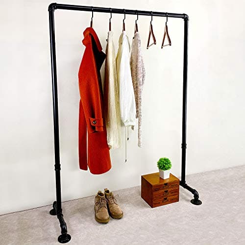 Vintage Black Steampunk Iron Pipe Clothing Rack,Heavy Duty Hanging Display