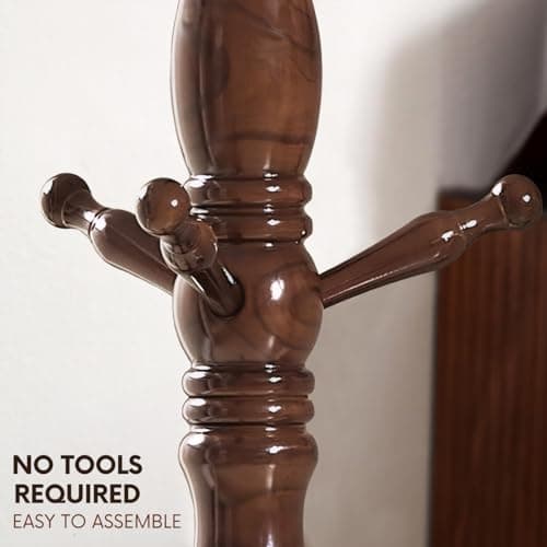 Walnut Freestanding Hall Tree with 3 Heights & 9 Hooks for Home Office