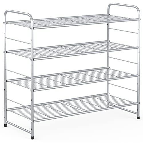 Coonoor Black 4 Tier Stackable Wire Shoe Organizer